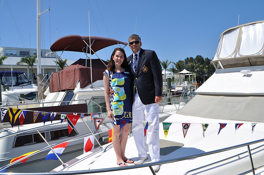 Courtney and Lee Goodman, Rear Commodore, aboard their boat, 