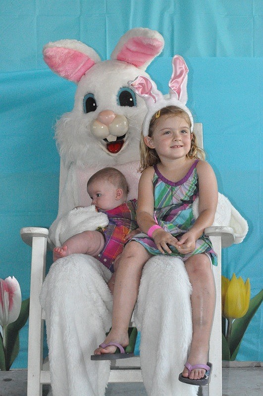 Ella Dyer, 4 months, got her picture taken with her sister, Eva, 5.