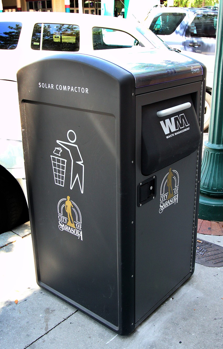 The solar compactor on Main Street.