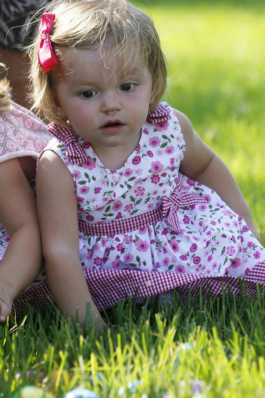 Annika Felder, 1, loved hunting for eggs.