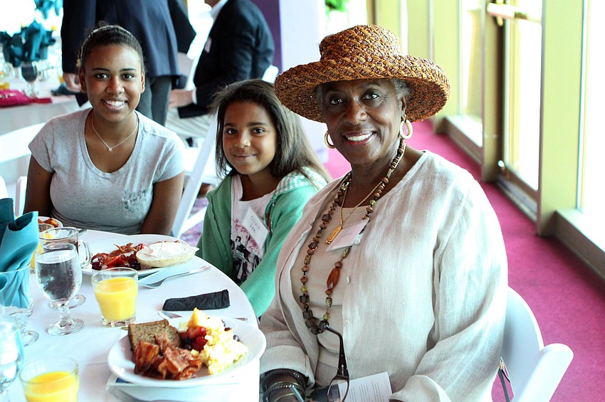 Hannah, Olivia and Margie Lee enjoy their breakfast at the 10th Annual Education Celebration Friday, April 29 at Van Wezel Performing Arts Hall.