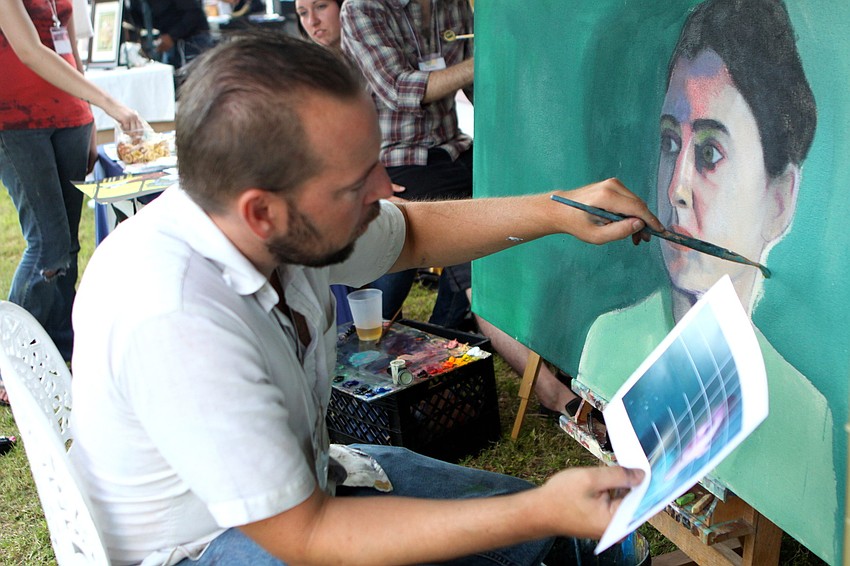 Truman Adams painted during the festival.