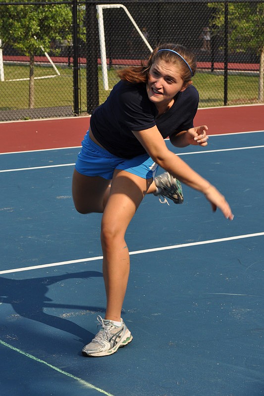 Mara Falahee was one of the last students standing in a game of dodge ball.