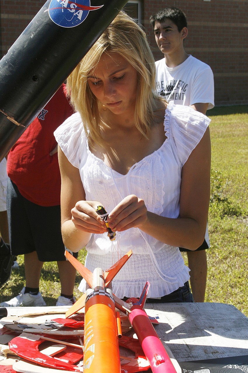 Abigail Holmes enjoyed Friday's rocket project.