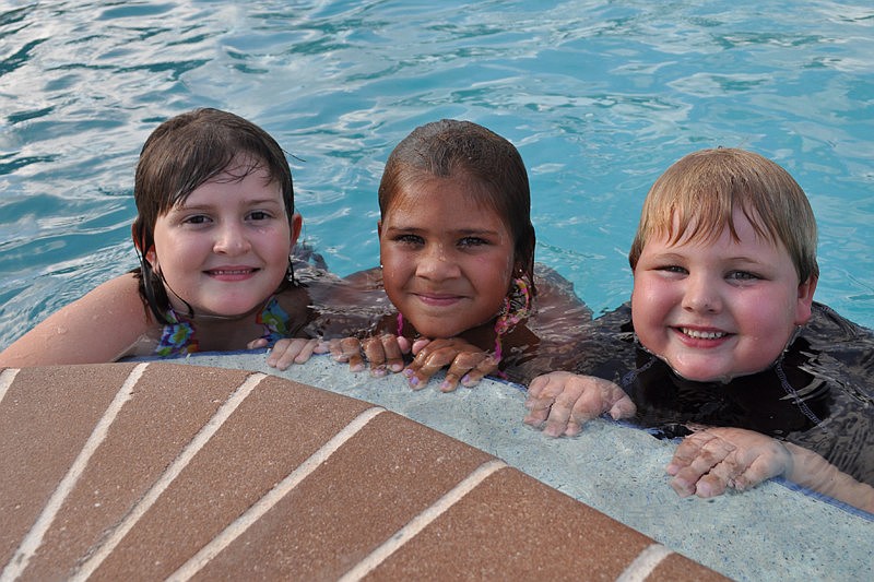 Jessica Baus, Ansley Ogle and Zackery Betts enjoyed swimming together.