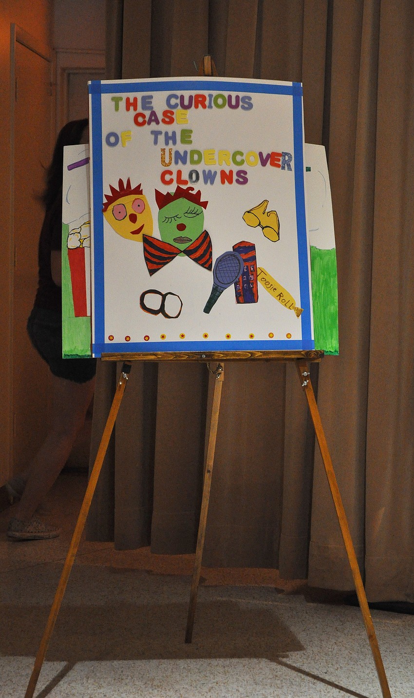 Each mystery play had a poster board that was created by the cast that showcased what their play was going to be about.