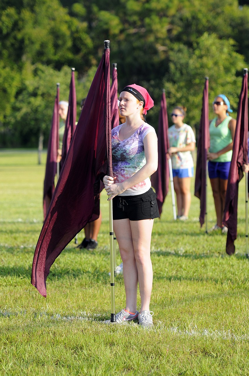 Senior Melissa Register is one of the veterans of Braden Riverâ€™s color guard.