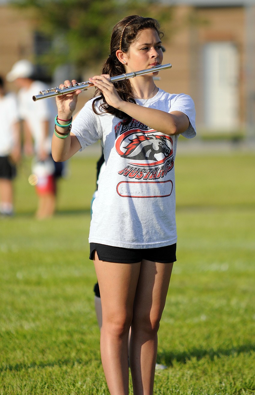 Freshman flutist paid close attention during her first Braden River band camp.
