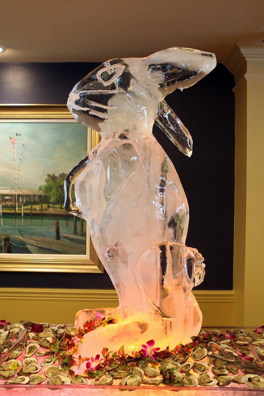 An ice sculpture of the Easter Bunny was on display Sunday, April 24 at Bird Key Yacht Club.