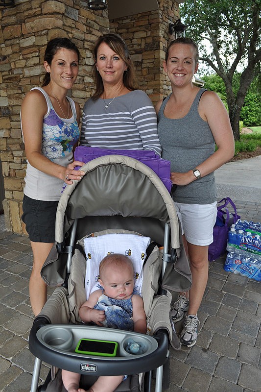 Randi Donahue, Terri Saba and Bri Oliva, with daughter Emma, were eager to start walking.