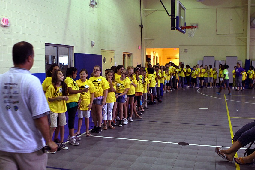 The 4th graders line up to begin the spelling bee Friday May 13 at the Boys and Girls Club.