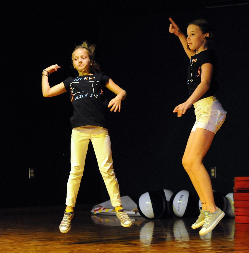 Fourth-graders Olivia Marquis and Jovana Eddinger choreographed their own dance routine.