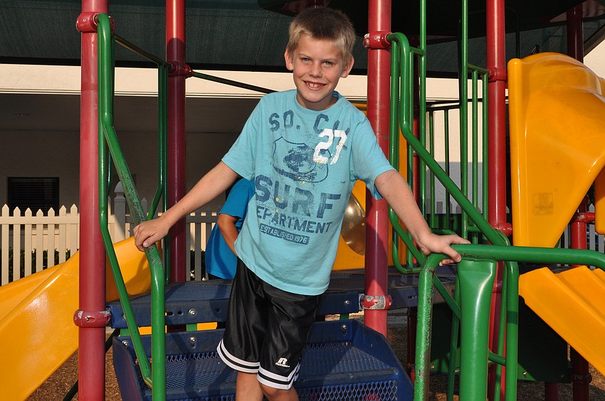 Luke Hill, 9, couldnâ€™t wait to hit the water slides.