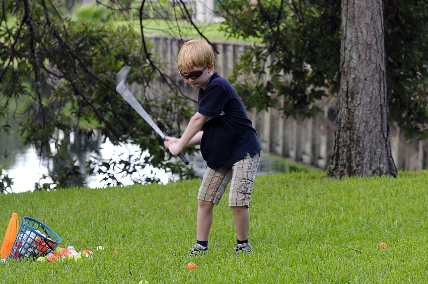 Six-year-old Cooper Rennie attended the Mustang Golf Camp for the first time this summer.