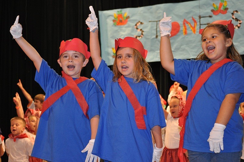 Soldiers Wesley Choate, Shayna Homan, Gabriella Nieves sing about being tired and hungry.