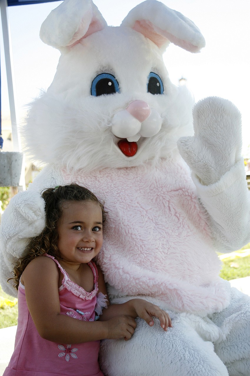 Sophia Sampaio, 3, gave the Easter Bunny a big hug and kiss.