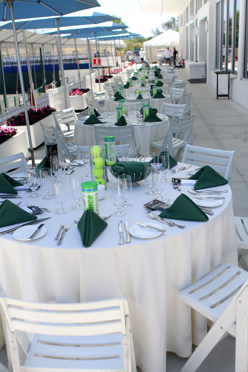 The tennis themed tables that were set up Friday, April 22 for the luncheon portion of the Lunch Bunch All-Star Children's Foundation fundraiser.
