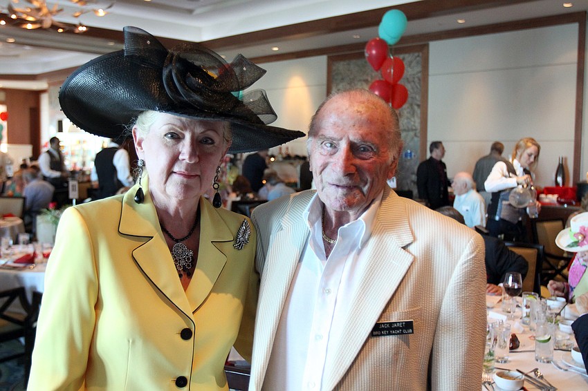 Sally and Jack Jaret pose together on Saturday, May 7 at the Kentucky Derby party at the Sarasota Yacht Club.