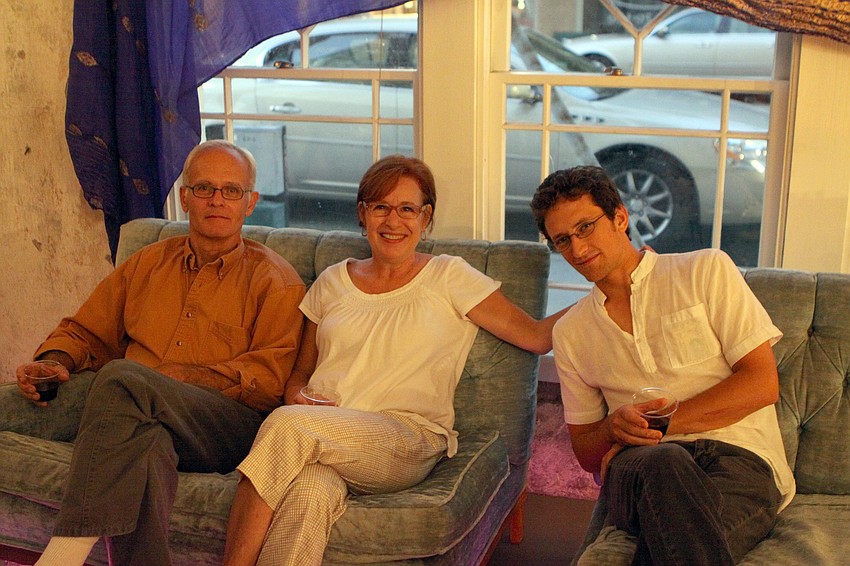 Bo and Rita Orgera with Ben Sims at the book launch party Saturday, May 14 at Red Panty Press Studio.