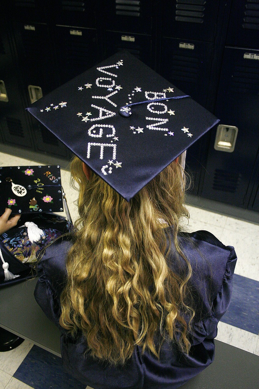 Many seniors decorated the tops of their caps.