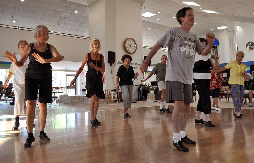 Mike McManus teaches a beginnerâ€™s tap class every Monday at the Senior Friendship Center.