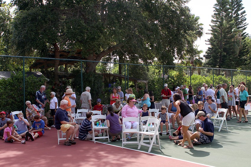 A sizeable crowd showed up from Casa del Mar and all over Longboat Key to witness the measuring of the cotton plant Friday, July 15 at Casa del Mar.