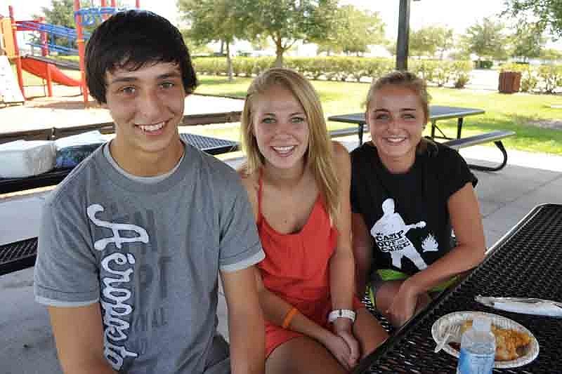 Riverview High student Brian Oliveros joined Lakewood Ranchâ€™s Amanda Baar and Natalie Novak for lunch.