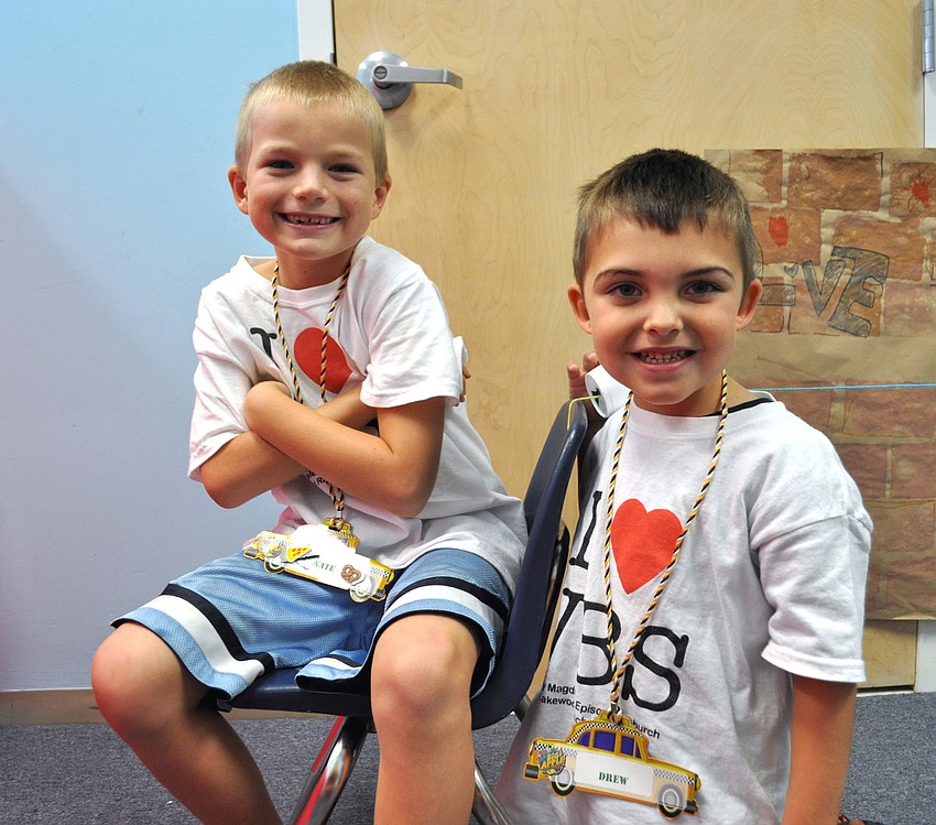 Nate Hedman, 7, and Drew Pintacuda, 4, had a blast at this year's VBS.