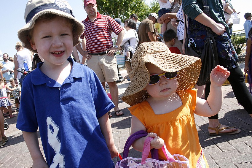 Brady Miller, 4, and his sister, Maddie, 20 months, couldn't wait for the hunt to begin.