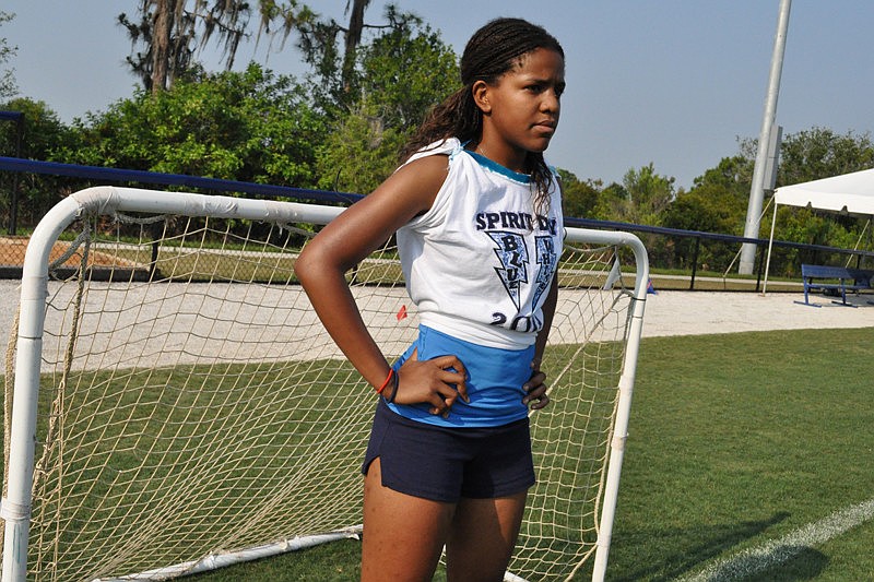 Abbey Graham, 15, defended the goal during a game of handball.