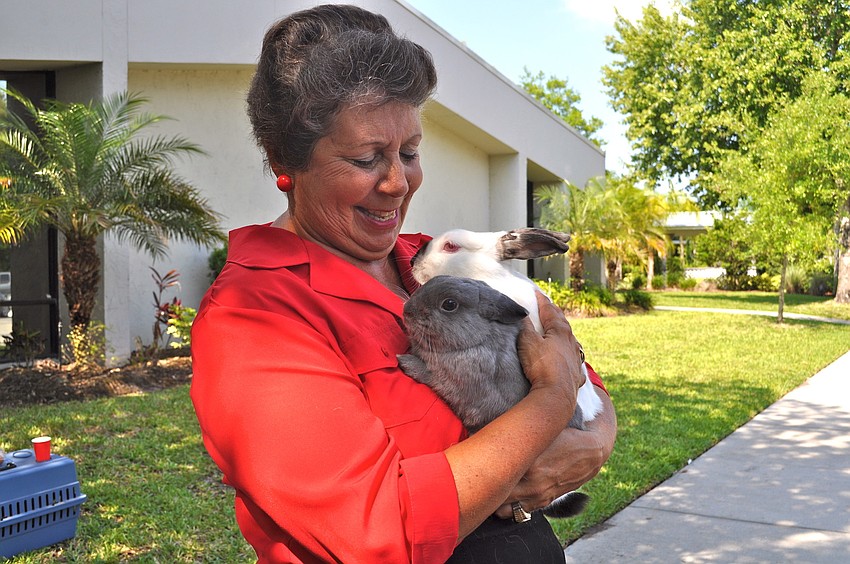 Jacquie Williams brought her gran-bunnies, Sir Oliver Wendell Williams and Lady Bianca Sweet Pea Williams, to be blessed.