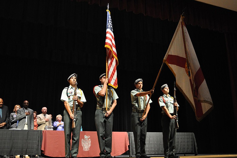 The Braden River High School JROTC Color Guard presented the colors.