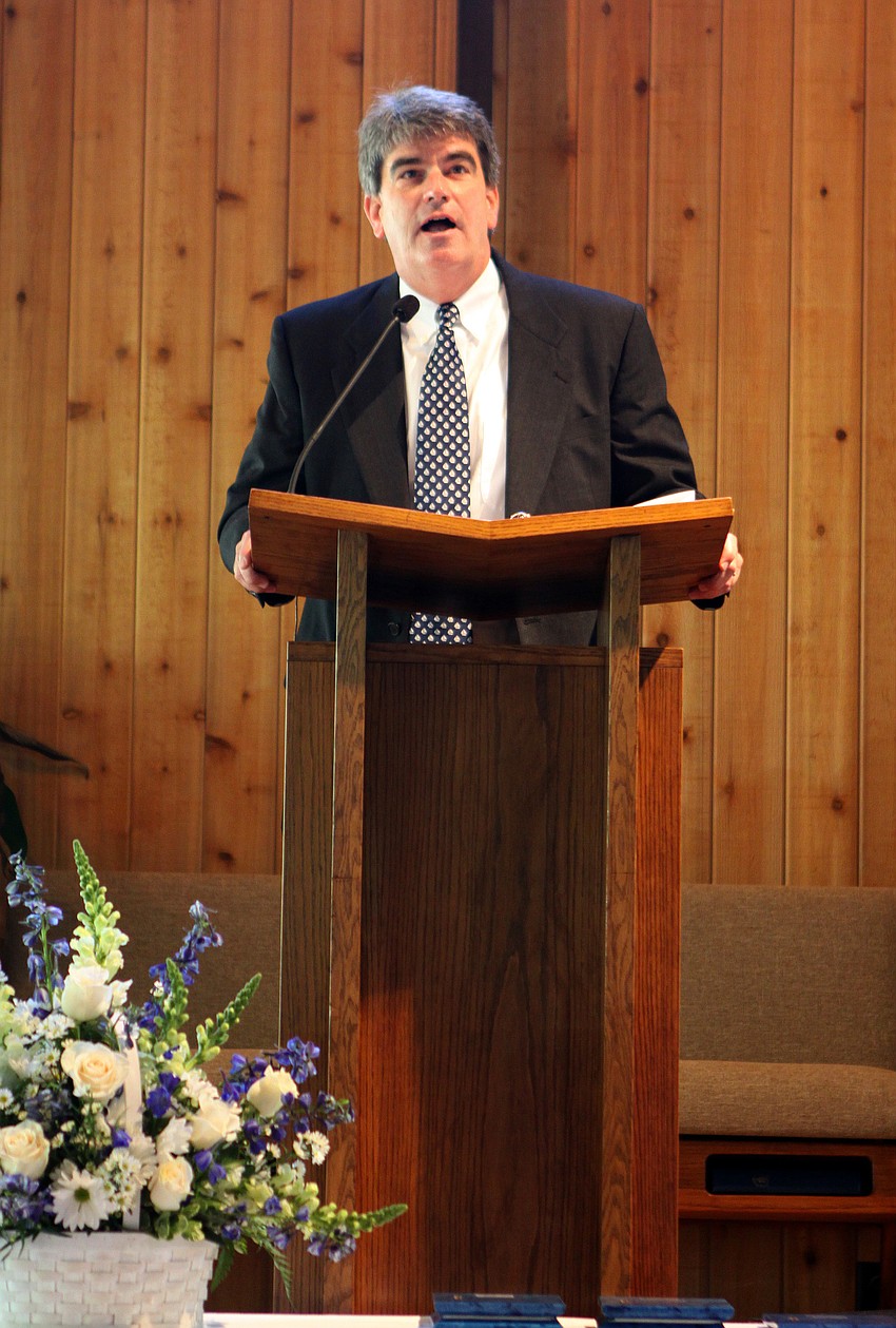 David V. Mahler, Head of School, speaks to the class of 2017 Friday, June 3 during ODA's 6th grade graduation at Siesta Key Chapel. Mahler told the class that 17 happens to be his favorite number so he would be keeping a close eye on their class.