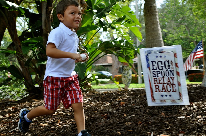 Zachary Campbell breezes through the egg-spoon race.