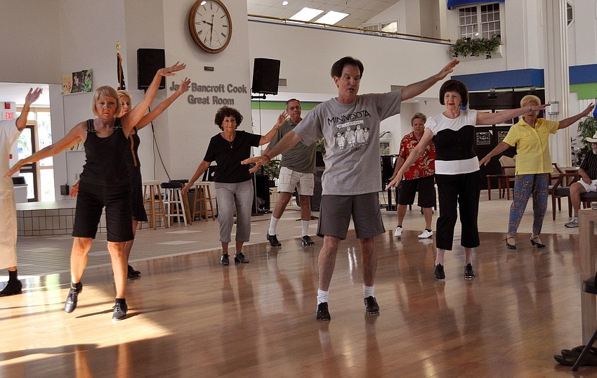 Mike McManus teaches a beginnerâ€™s tap class every Monday at the Senior Friendship Center.