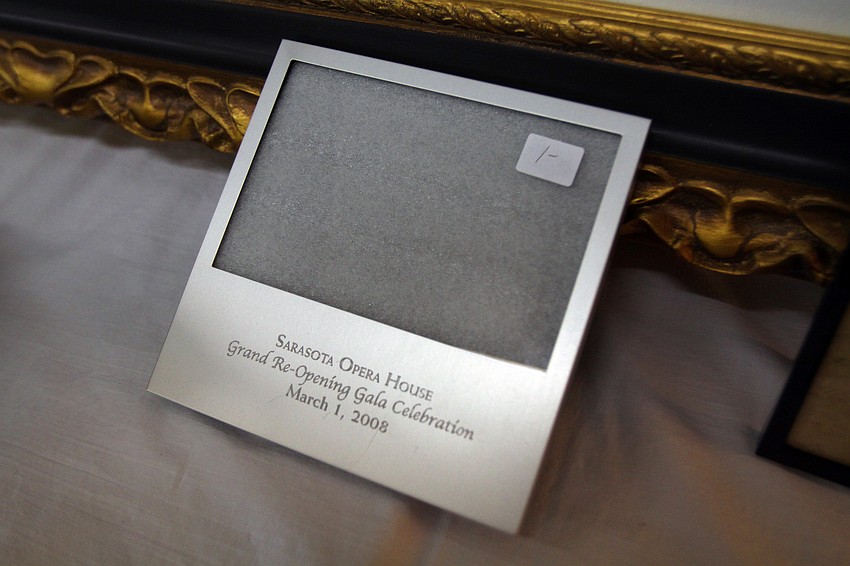 A frame from when the Sarasota Opera House had itâ€™s re-opening celebration back in 2008 was up for sale for $1.