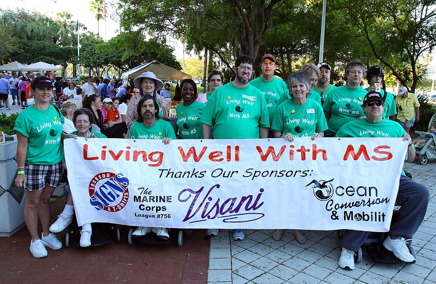 The Living Well With MS team gathered together for a team photo at the Walk MS Sarasota on Saturday, March 19, at J.D. Hamel Park.