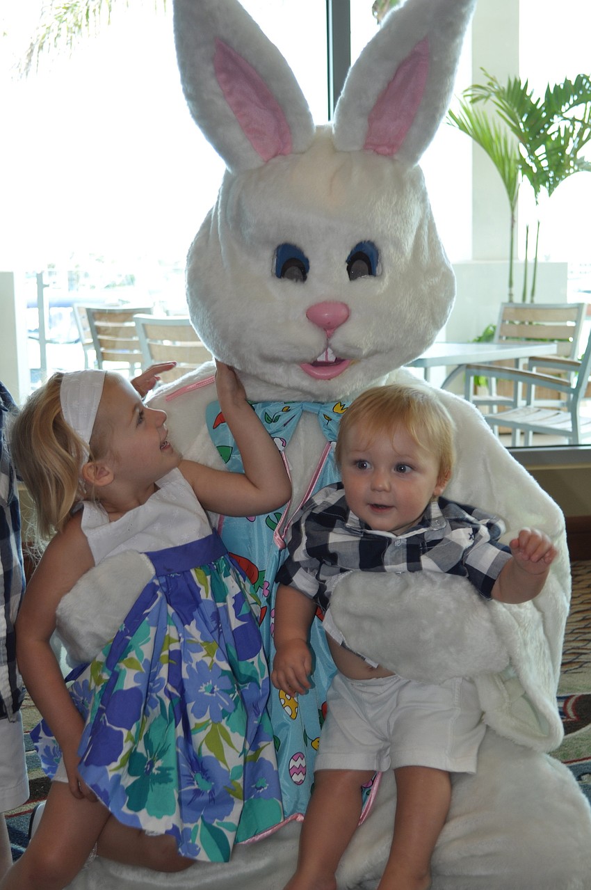 Danika and Maks Hoddinott with the Easter Bunny