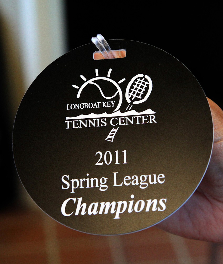 The 2011 bag tags that the winning team received on Wednesday, April 27 at the Longboat Key Tennis Center.