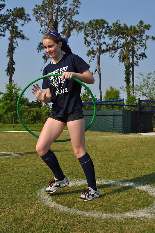 Cameron Graham made the hula hoop toss game seem easy.