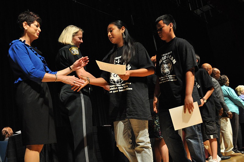 County officials congratulated students from Lincoln, Harllee, Sugg and Johnson middle schools.