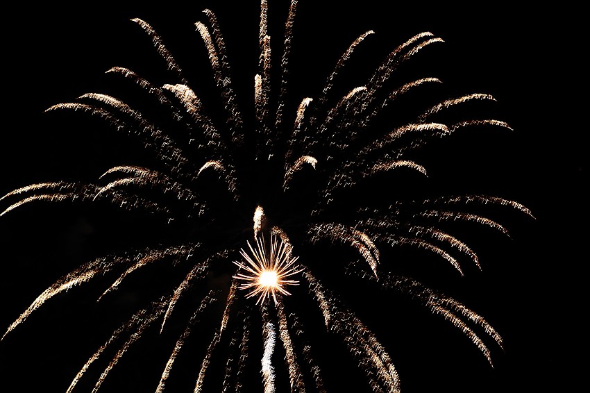One of the 1,000 fireworks burst in the air during the Mar Vista Firework Spectacular.