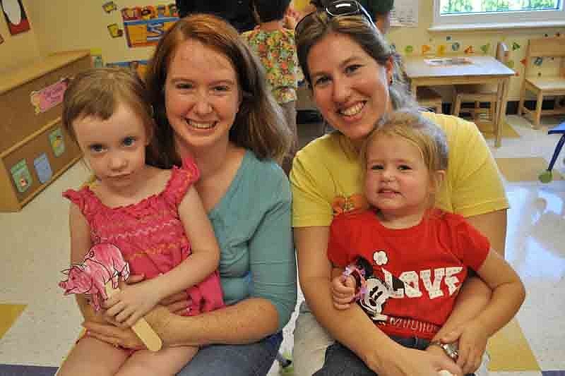 Nicole Maughan, with her daughter, Shelby, and friend Jodi Kudelko, with her daughter, Elise, used the time to catch up.