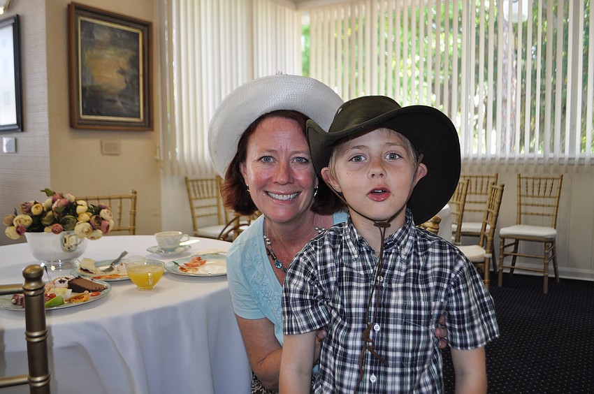 Laura Valek's 6-year-old son, Simon, wore an Indiana Jones hat to the party.