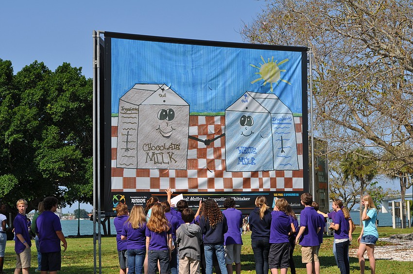 Goldie Feldman Academy students admire an 