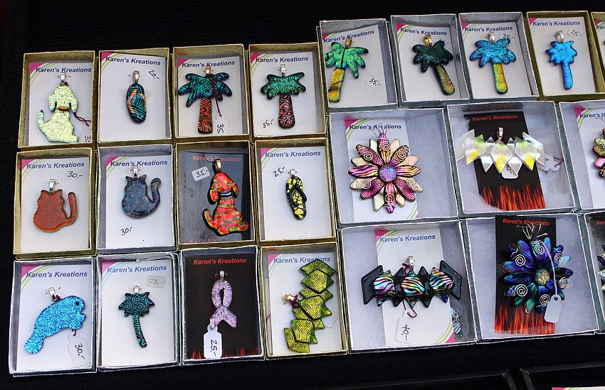 Jewelry by Karen's Kreations were on display at the Craft Festival Sunday, May 22 along Main Street and in Five Points Park.