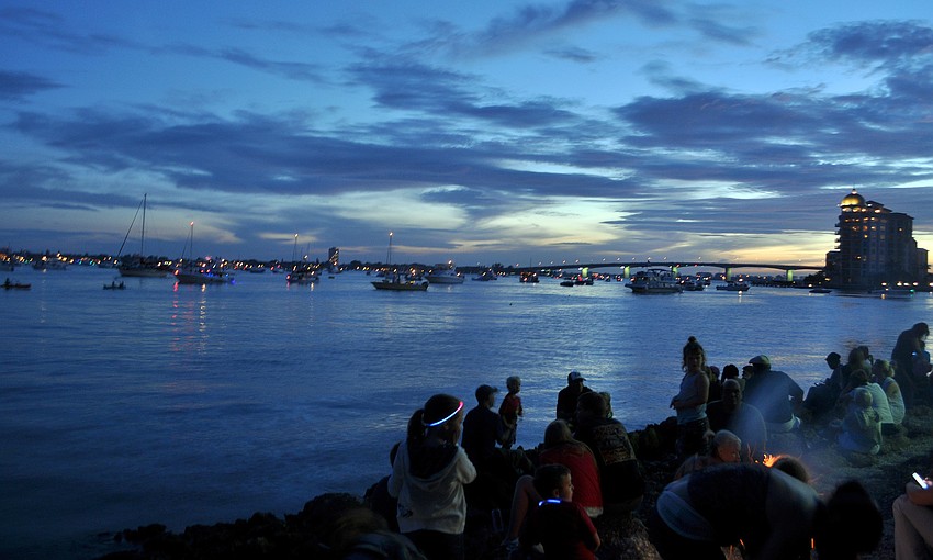 Many people watched the fireworks from Island Park as well as from their boats out in the Sarasota Bay.