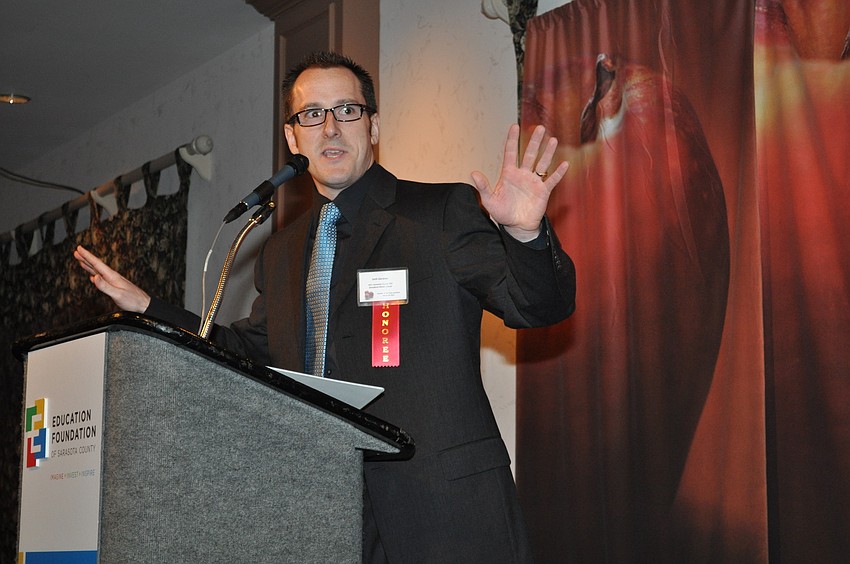 Seth Gardner, Woodland Middle School, was awarded 2010-2011 teacher of the year.