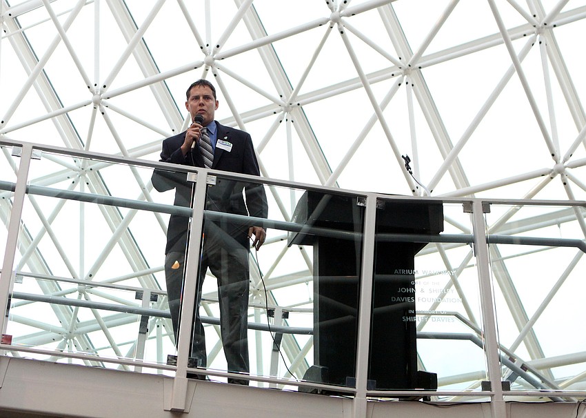 Mayor Kelly Kirschner speaks at the opening of the G. WIZ Faulhaber Fab Lab Thursday, May 5 at G. WIZ.