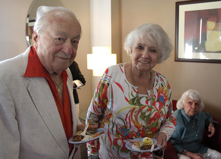 Walter Derdeyn with his girlfriend, Micheline Pulli, at his 100th birthday party Friday, May 6 at the Regency House.